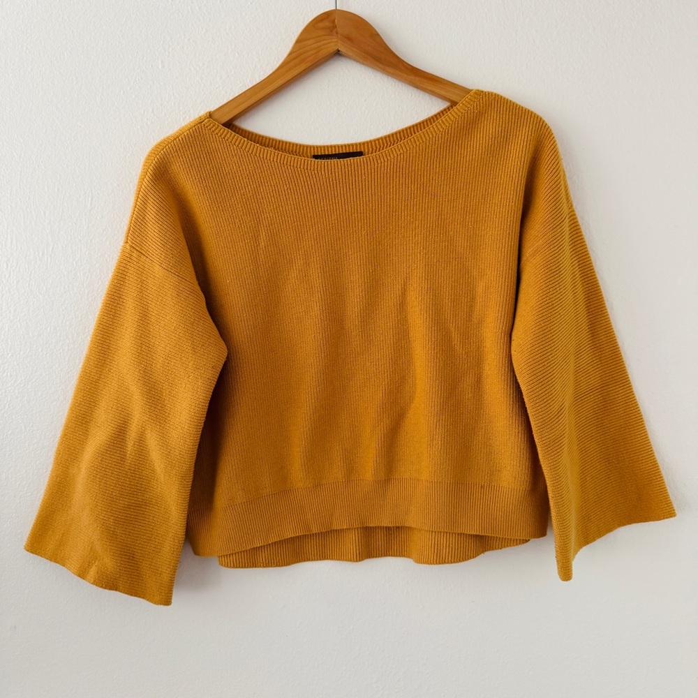 Kerisma Obel Golden Yellow Mustard Ribbed Wide Sleeve Sweater Top